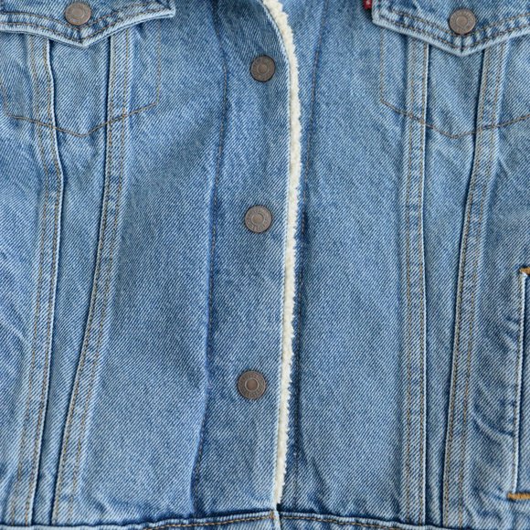 💙Levis Ex-Boyfriend Sherpa Trucker Denim Jean Jacket Size M💙 - Picture 5 of 13